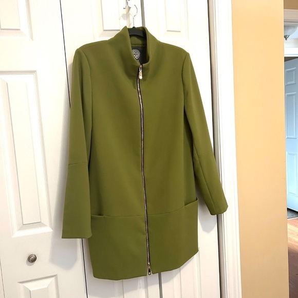 Vince Camuto Zip Front Funnel Neck 3/4 Length Jacket in Pistachio Green Size L - Picture 3 of 17